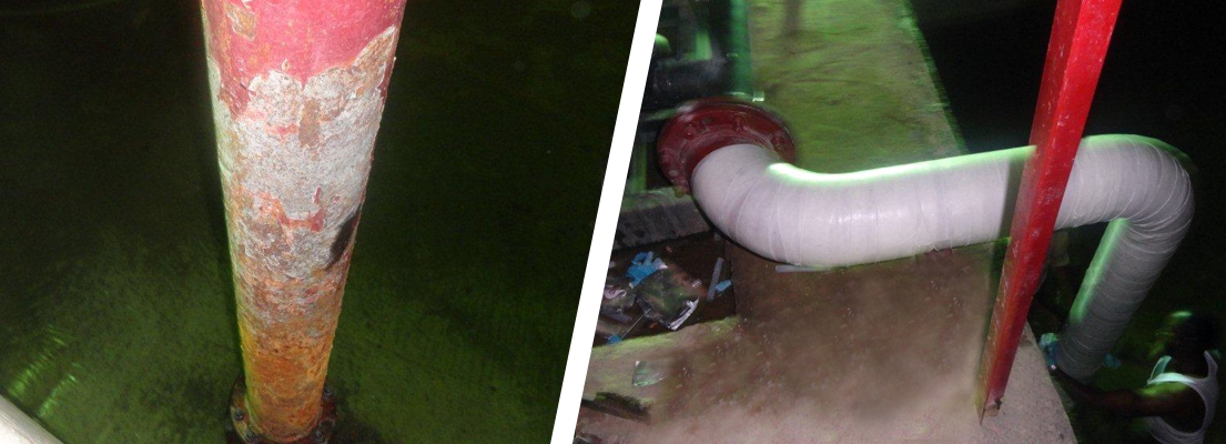 SylWrap HD Pipe Repair Bandage used to repair a heavily corroded steel pipe at a fire station water pumping house in Saudi Arabia